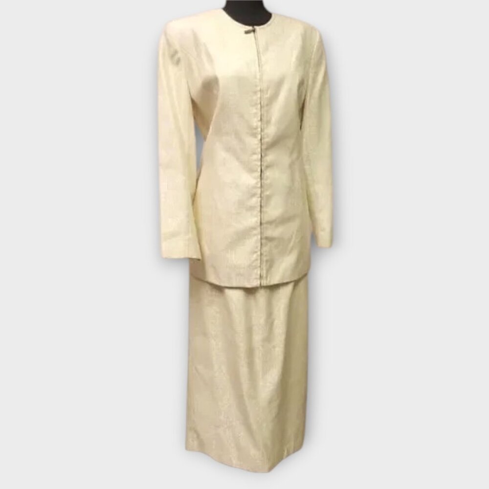 St. Anthony Anthony Sicari Women's 10 Cream Formal Skirt Suit Maxi